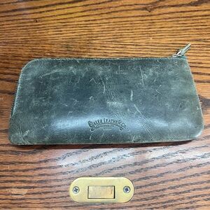 Galen Leather Slip-N-Zip 4 Slots Zippered Pen Pouch